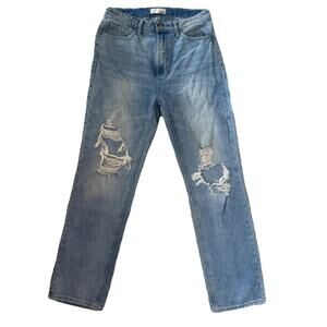 VERVET High Rise Busted Knees Straight Leg Jeans Size 28 Medium Wash Denim Y2K